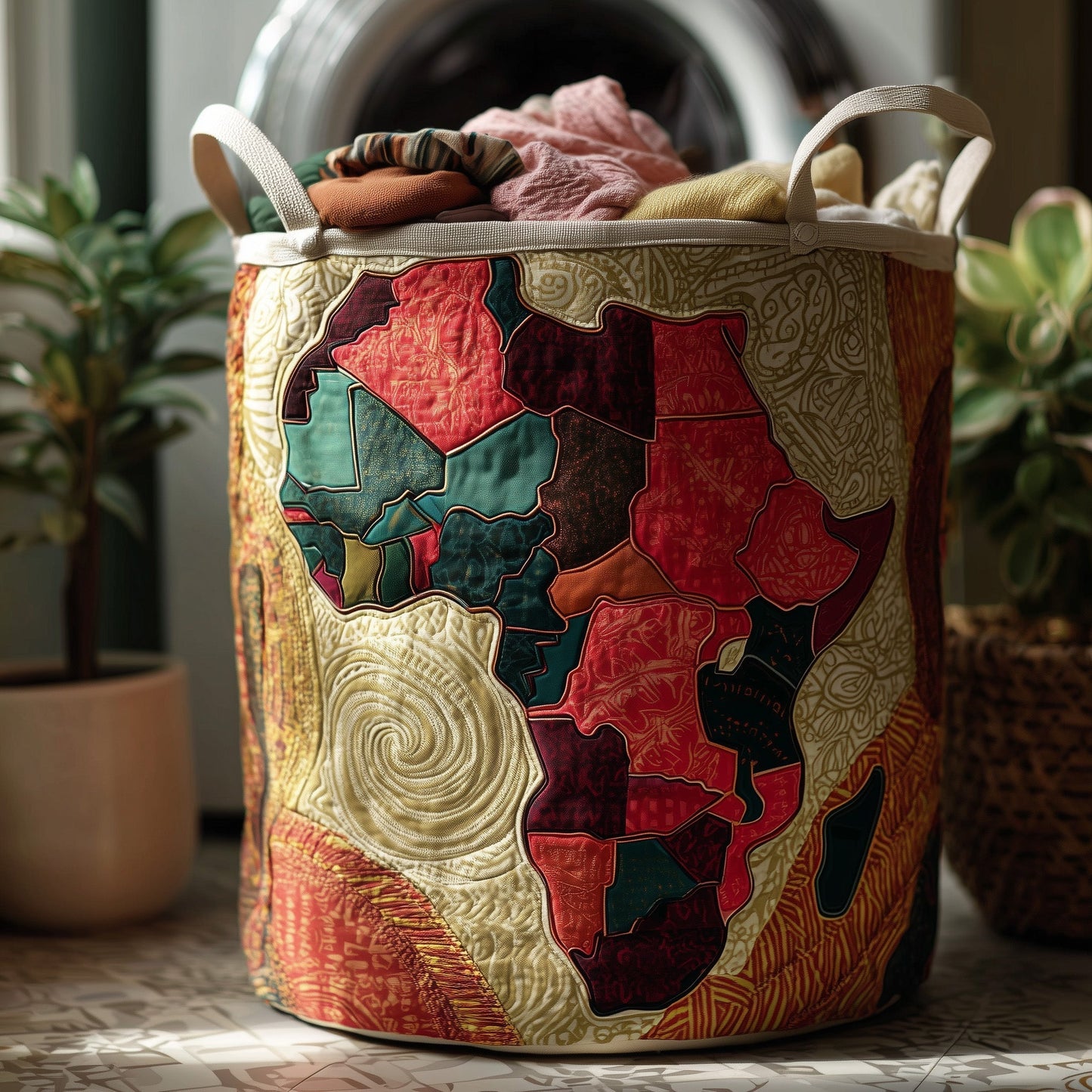The African Roots Quilted Laundry Basket Tote 1284