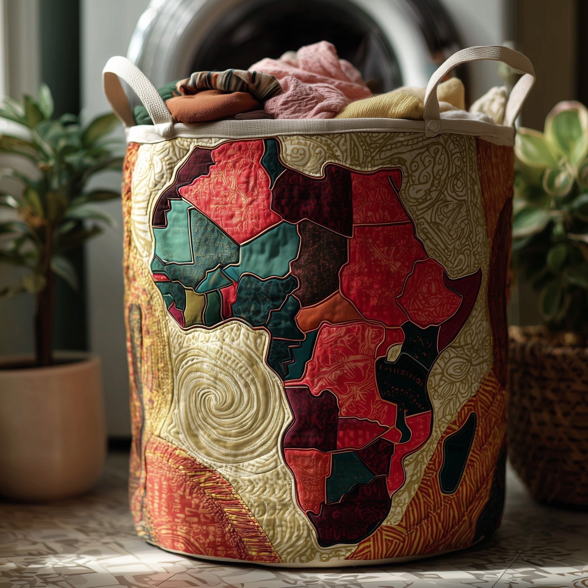 The African Roots Quilted Laundry Basket Tote 1284