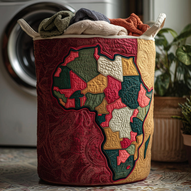 The African Roots Quilted Laundry Basket Tote 1286