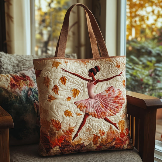 Ballerina Dance Leaves Quilted Tote