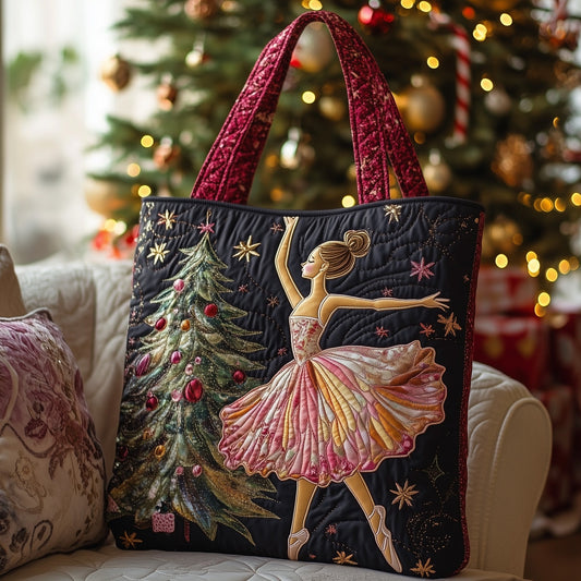 Ballerina Christmas Tree Quilted Tote