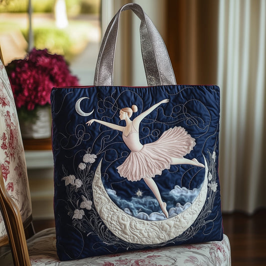 Ballerina Dance Illustration Quilted Tote