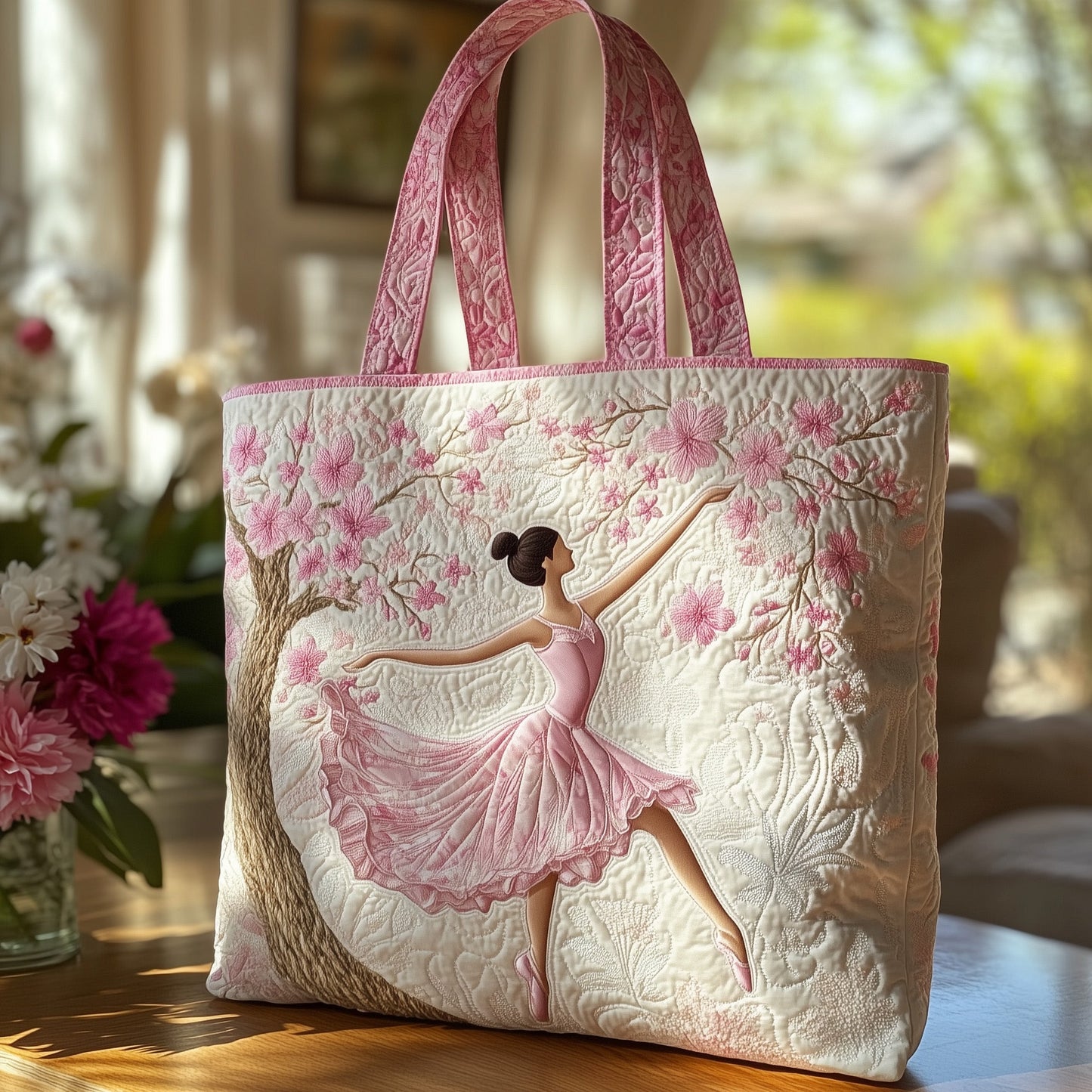 Ballerina Dance Artwork Quilted Tote
