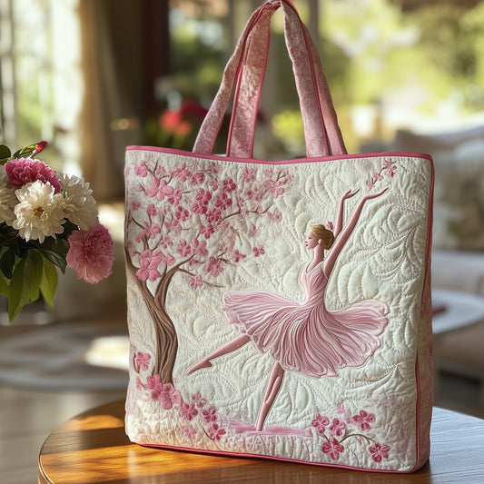 Ballerina Dance Scene Quilted Tote