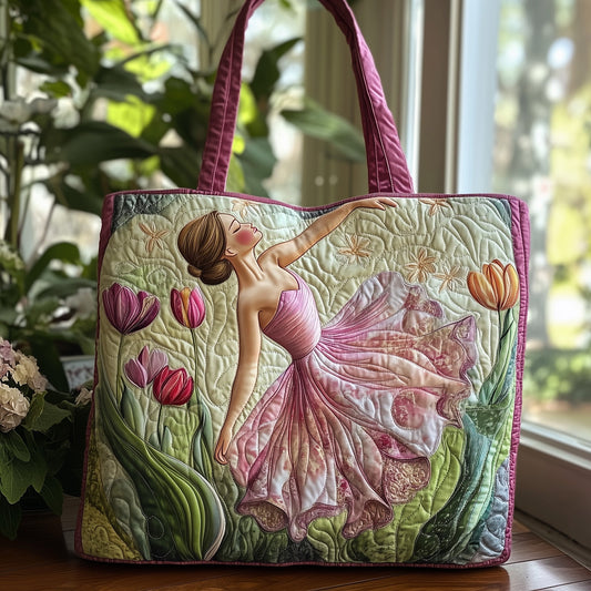 Ballerina Dance Floral Quilted Tote