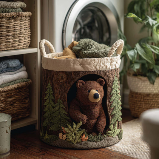 The Forest Bear Quilted Laundry Basket Tote 1716