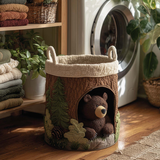 The Forest Bear Quilted Laundry Basket Tote 1717