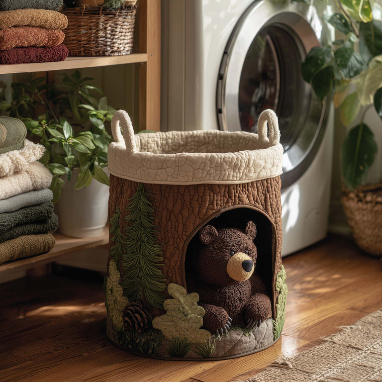 The Forest Bear Quilted Laundry Basket Tote 1717