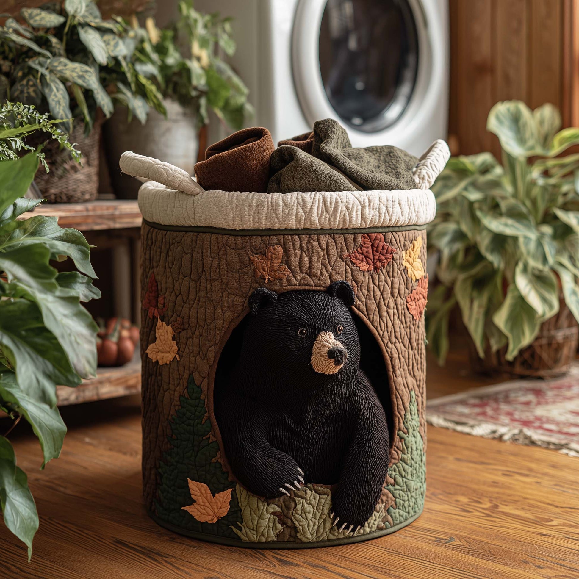 The Forest Bear Quilted Laundry Basket Tote 1719