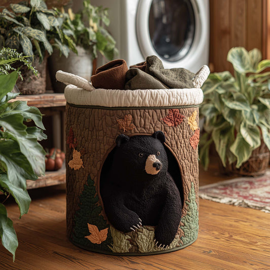 The Forest Bear Quilted Laundry Basket Tote 1719