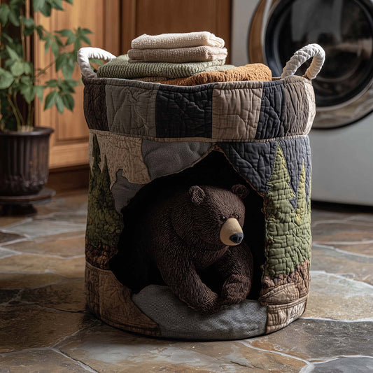 The Forest Bear Quilted Laundry Basket Tote 1722