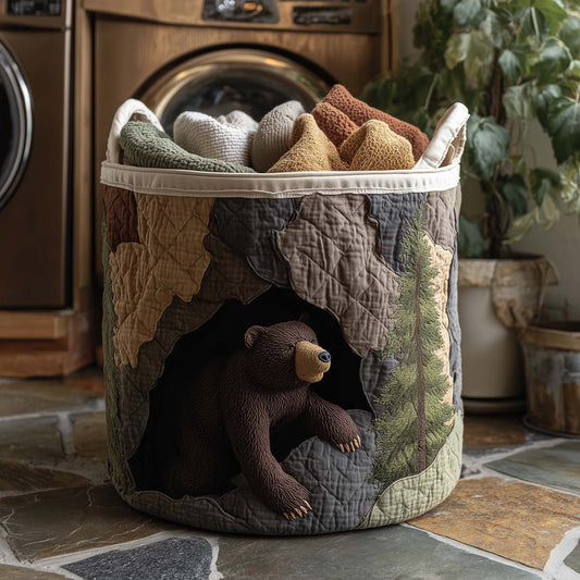 The Forest Bear Quilted Laundry Basket Tote 1723