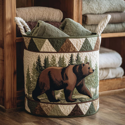The Forest Bear Quilted Laundry Basket Tote 1725