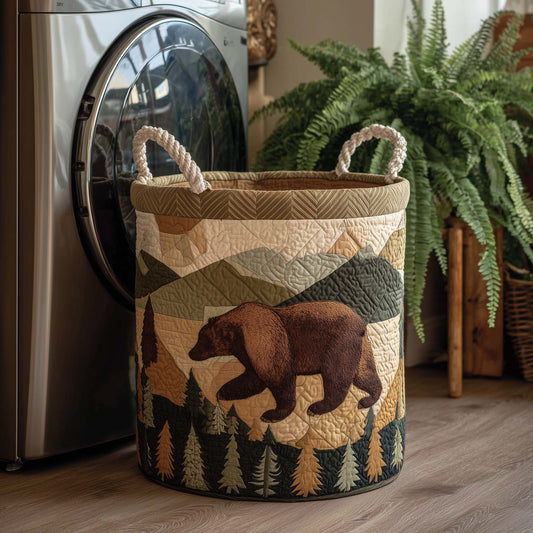 The Forest Bear Quilted Laundry Basket Tote 1726