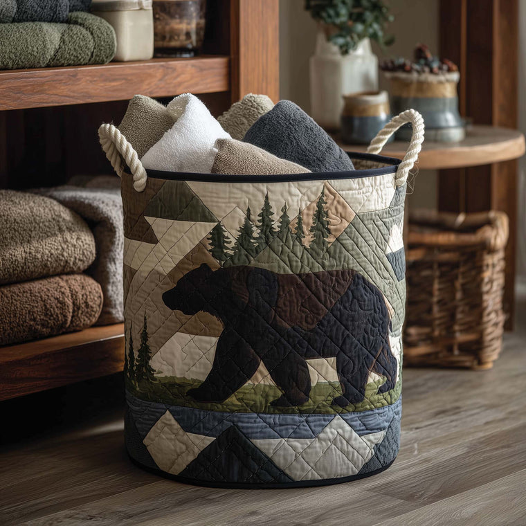 The Forest Bear Quilted Laundry Basket Tote 1727