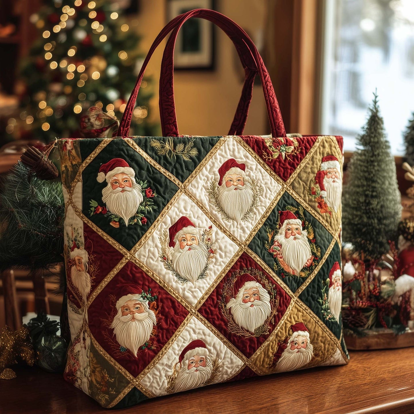 Everyday Santa Patchwork Quilted Tote