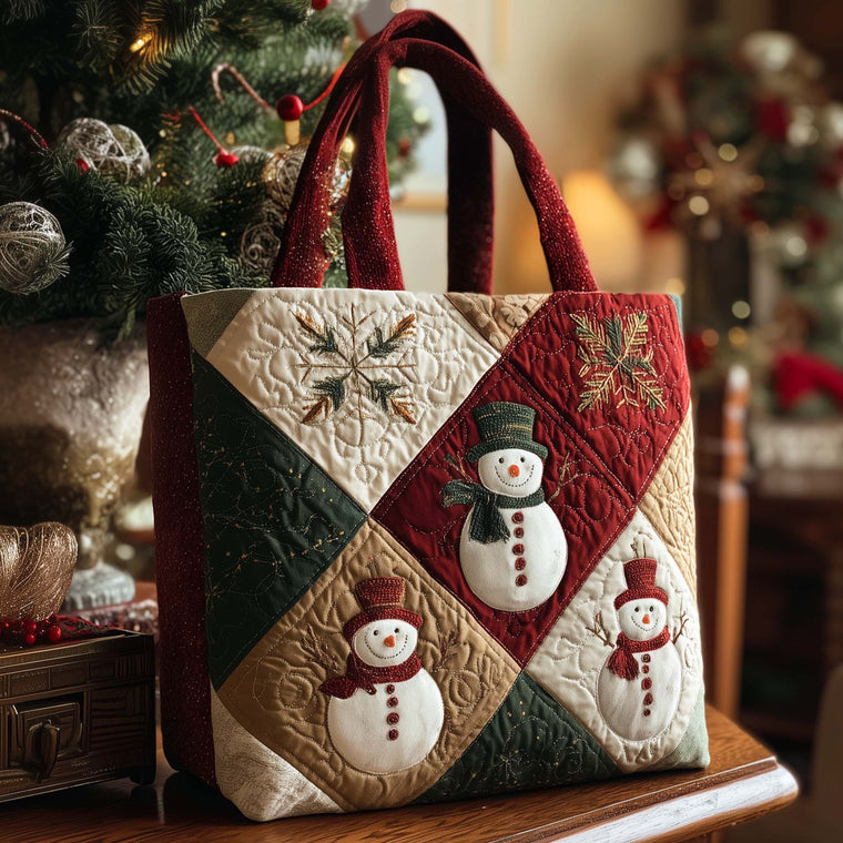 The Snowman Quilt Tote Bag