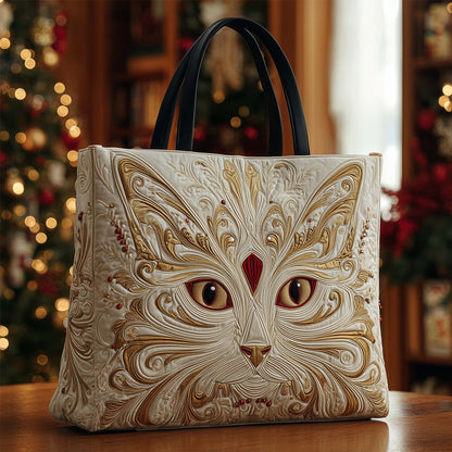 Ornate Cat Face Quilted Tote