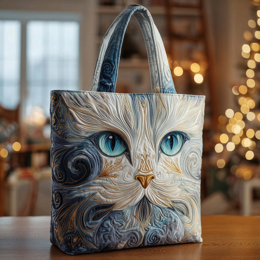 Decorative Cat Face Quilted Tote