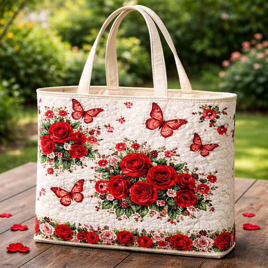 The Rose Butterfly Quilted Tote