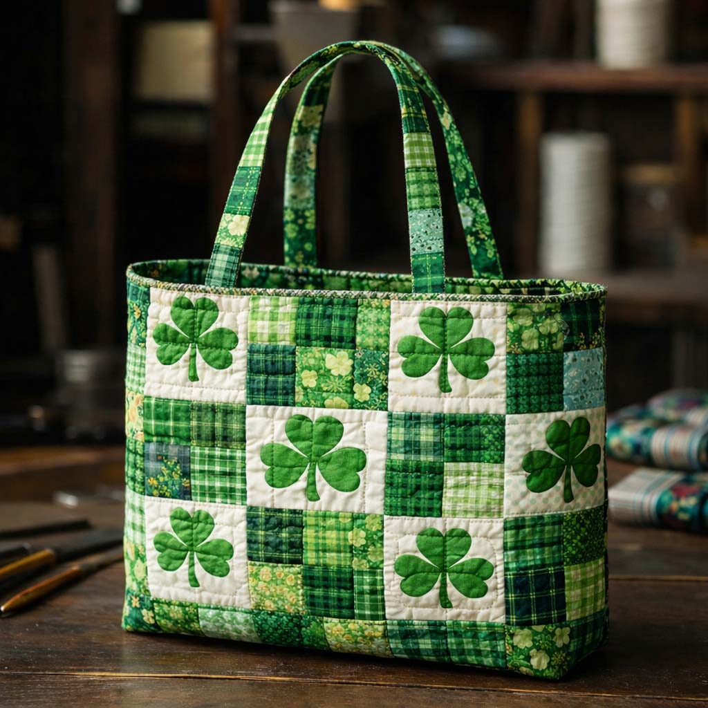 Everyday Shamrock Patchwork Quilted Tote