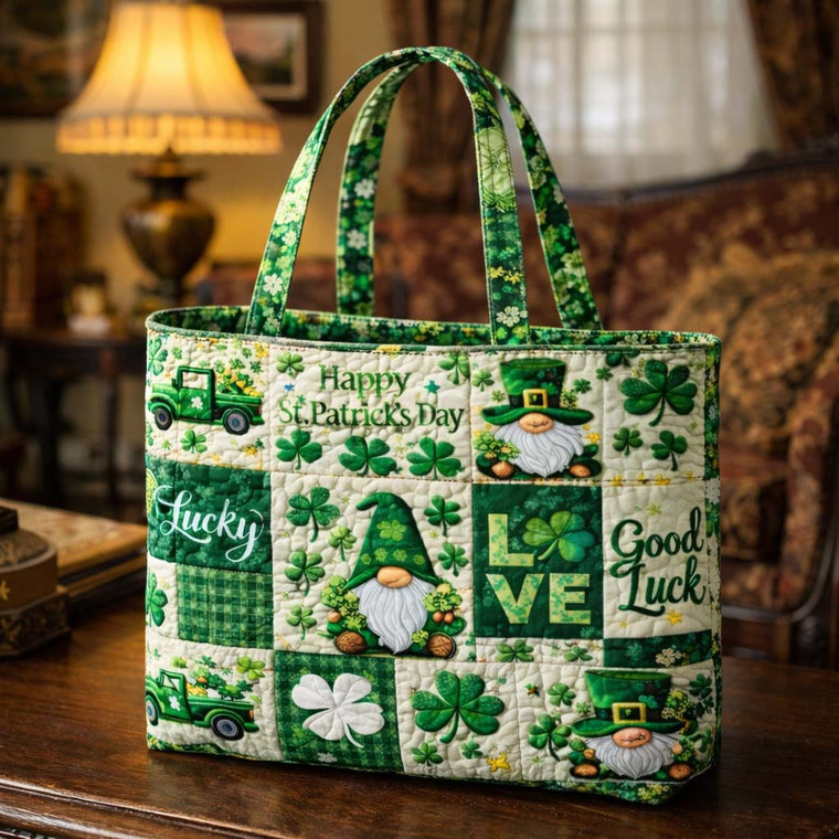 Everyday Lucky Gnome Quilted Tote