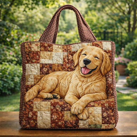 Golden Retriever Dog Quilted Tote