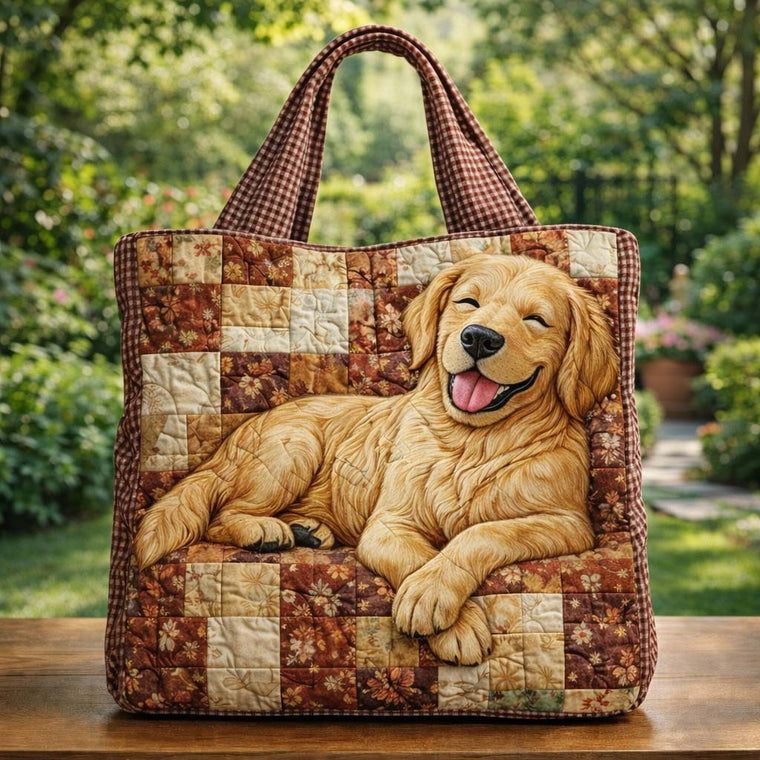 Golden Retriever Dog Quilted Tote