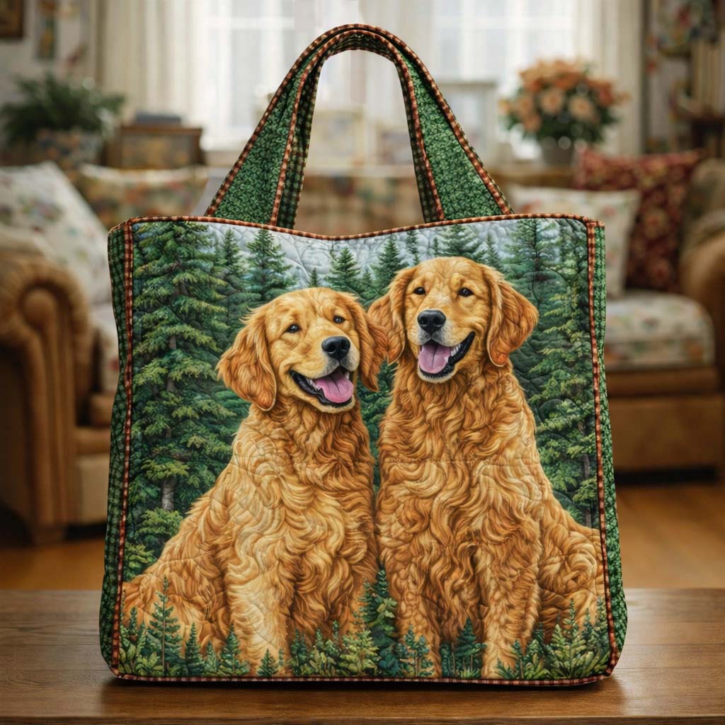 Golden Retriever Duo Quilted Tote