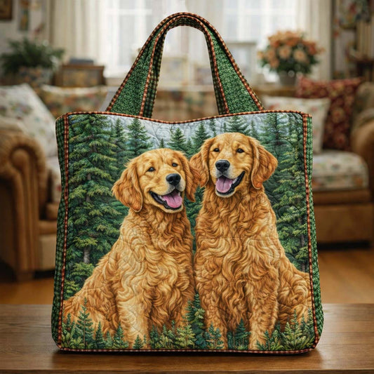Golden Retriever Duo Quilted Tote