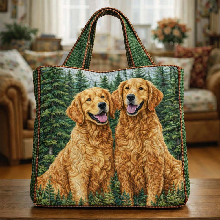 Golden Retriever Duo Quilted Tote