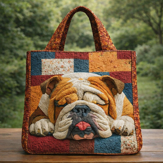 The Sleepy Bulldog Quilted Tote