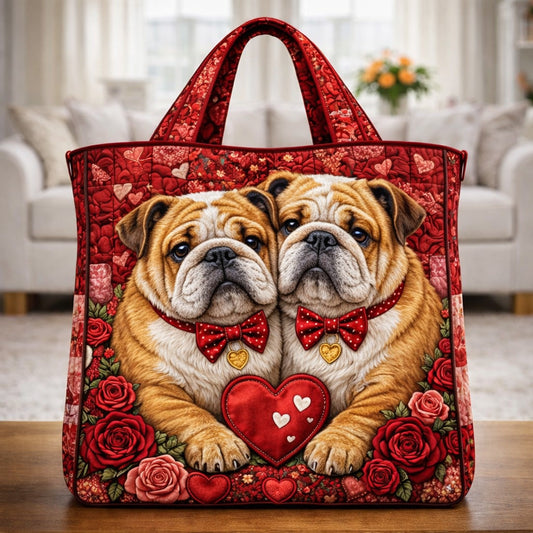 The Valentine Bulldog Quilted Tote