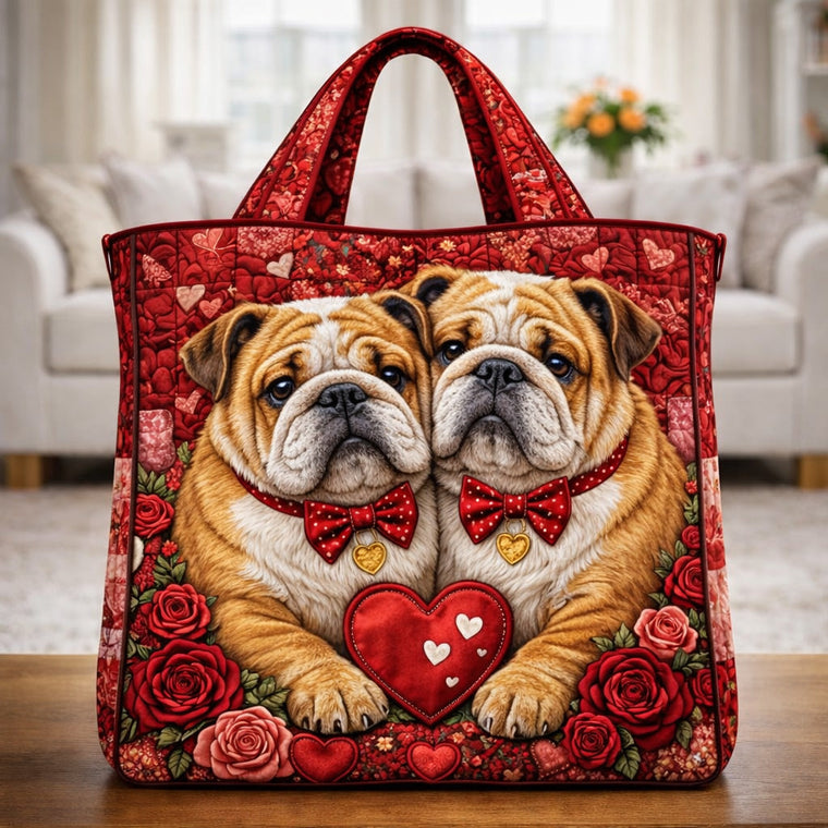 The Valentine Bulldog Quilted Tote
