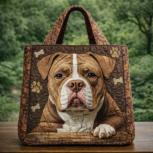 Rustic Bulldog Quilted Tote Bag