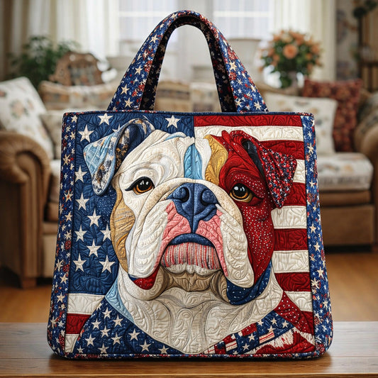 Everyday Patriotic Bulldog Quilted Tote