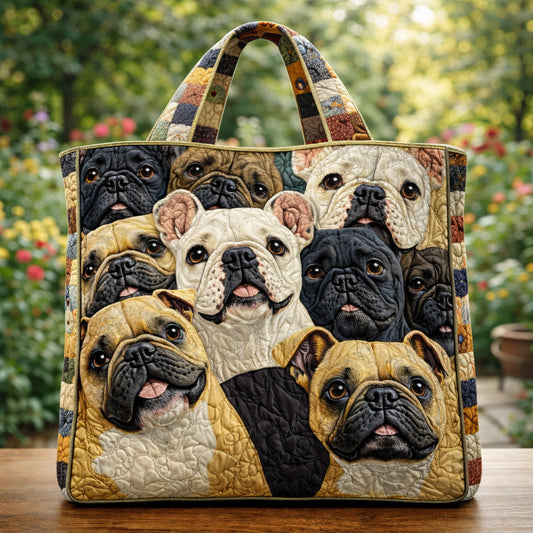 The Bulldog Family Quilted Tote
