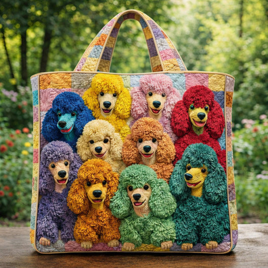 The Rainbow Poodle Quilted Tote