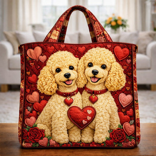 The Valentine Poodle Quilted Tote