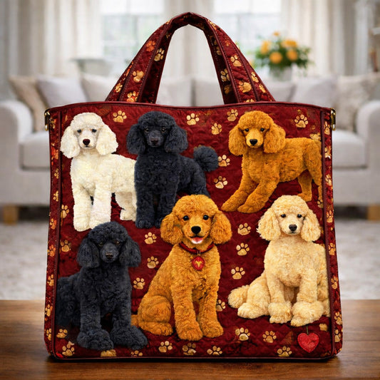 Poodles Paw Prints Quilted Tote