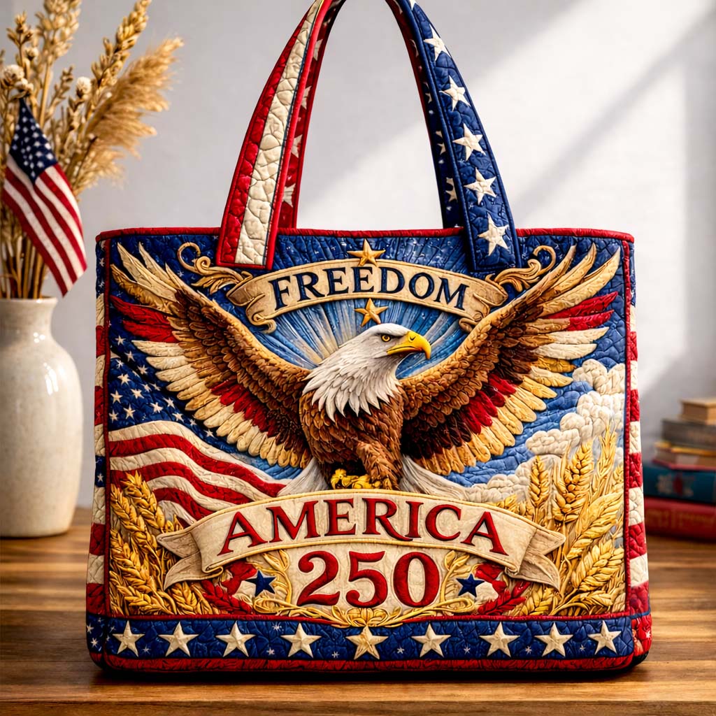 Eagle American Flag Quilted Tote