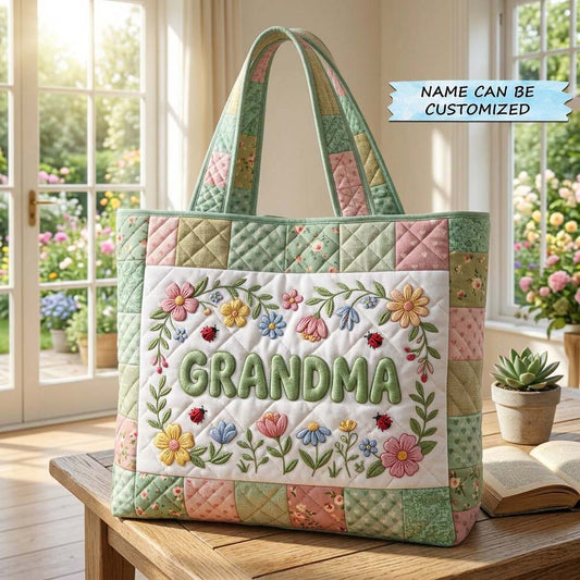 The Floral Grace Quilted Tote