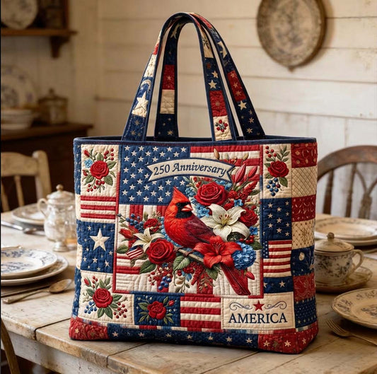 The Freedom Cardinal Quilted Tote