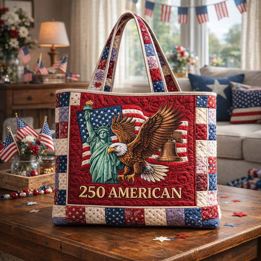 Eagle Statue Of Liberty Quilted Tote