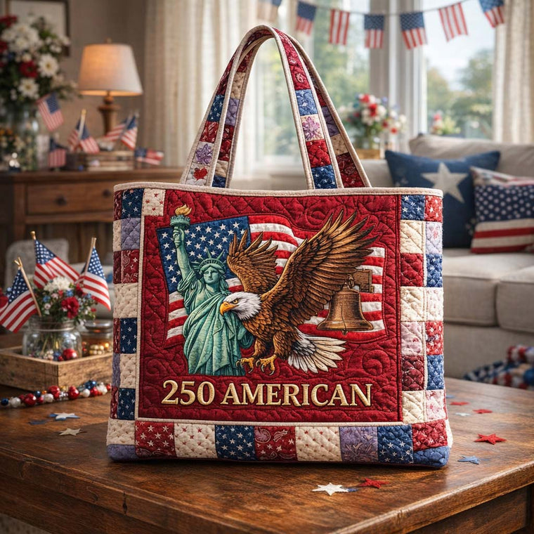 Eagle Statue Of Liberty Quilted Tote
