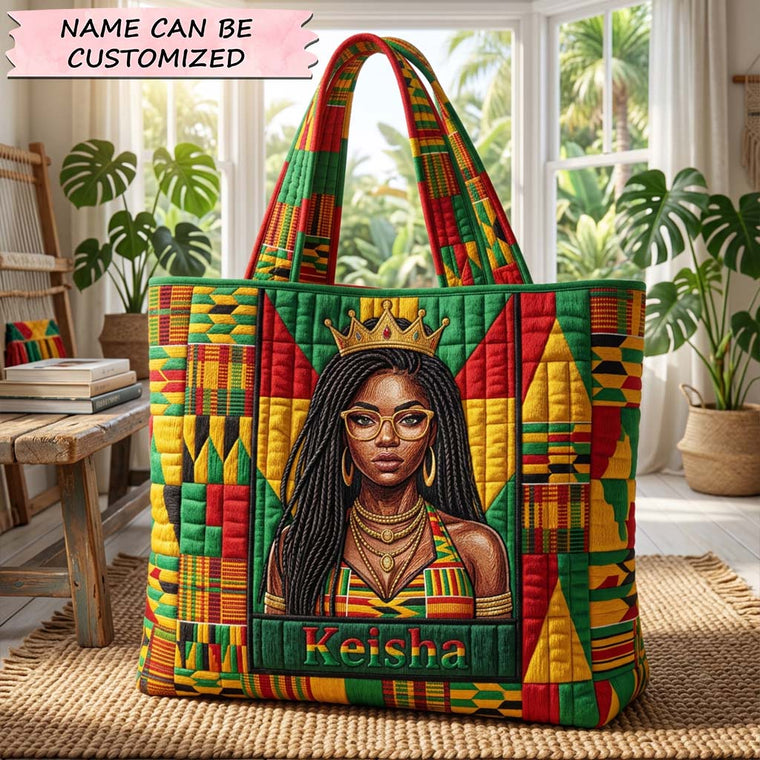 The Kente Spirit Queen Quilted Tote