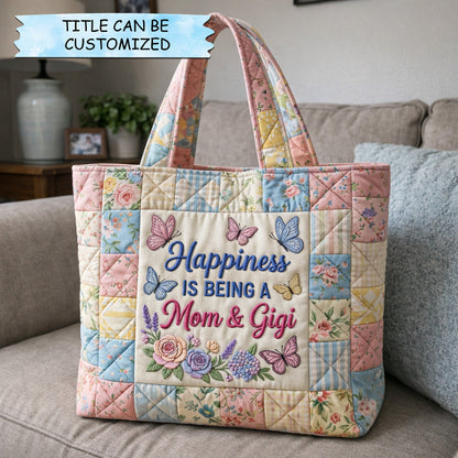 Floral Embroidery Butterflies Tote Bag