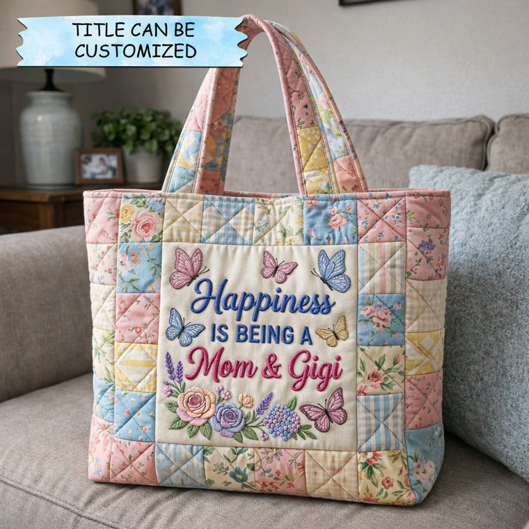Floral Embroidery Butterflies Tote Bag