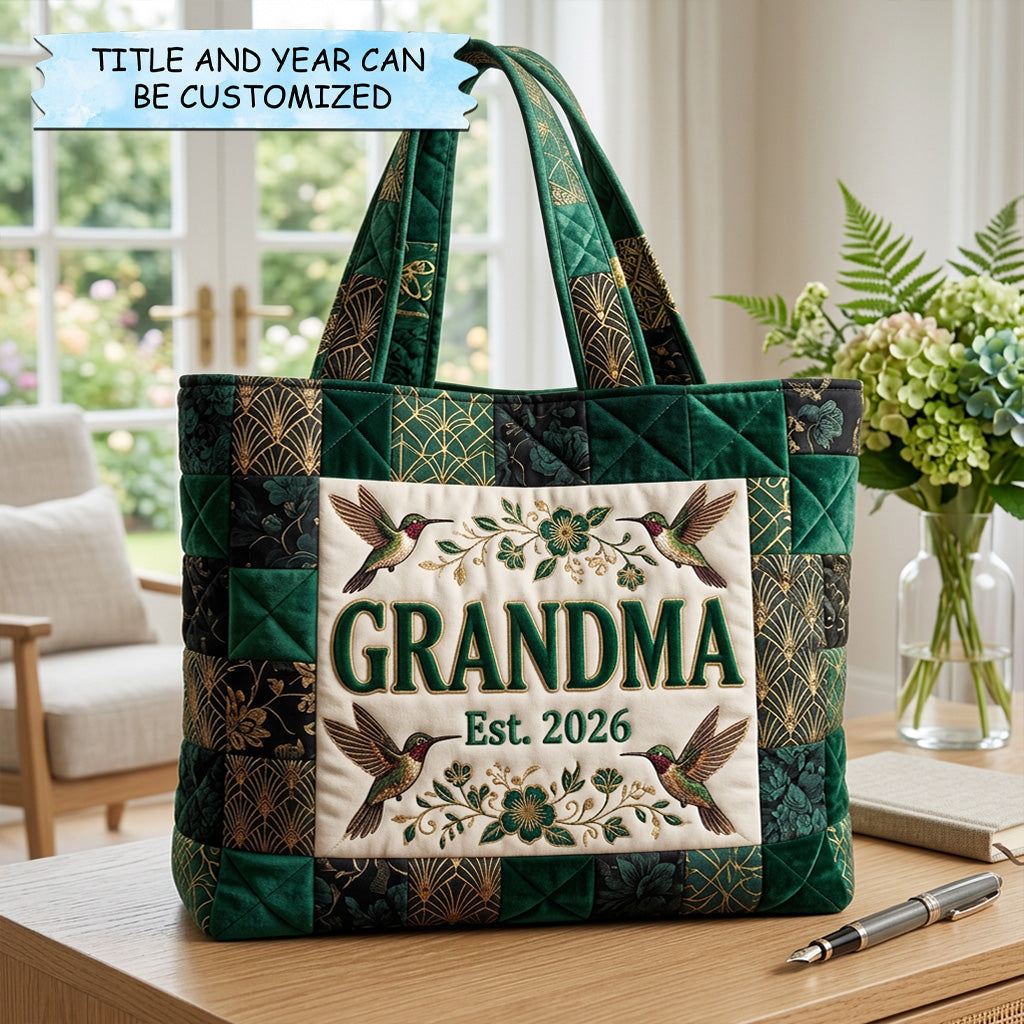 Everyday Hummingbird Bloom Quilted Tote