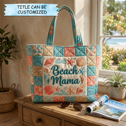 Seashells Starfish Patchwork Quilted Tote